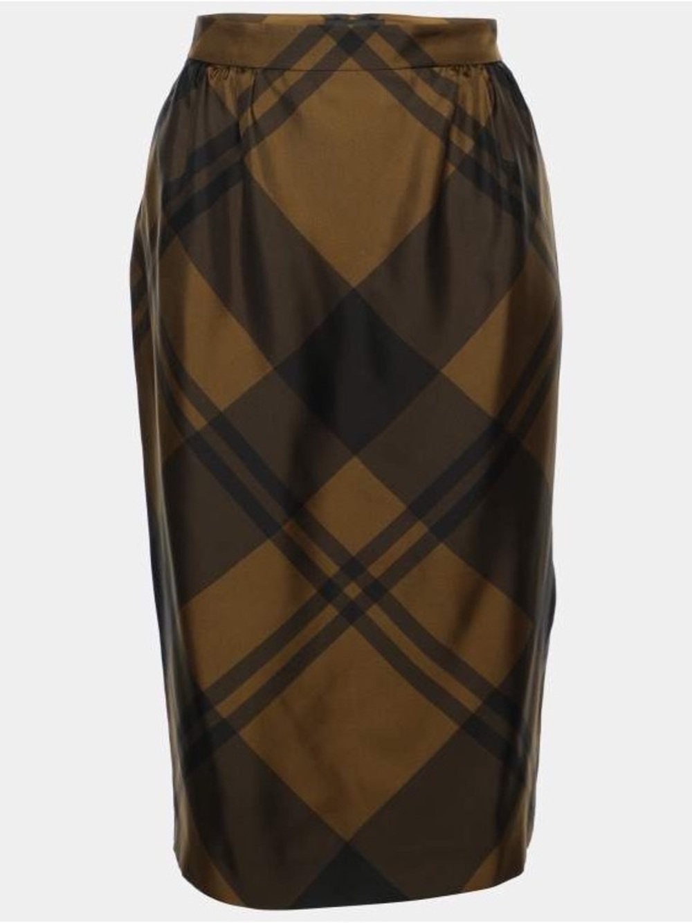 Gucci Silk Brown Plaid Checkered Midi Pencil Skirt Size 38 US 4